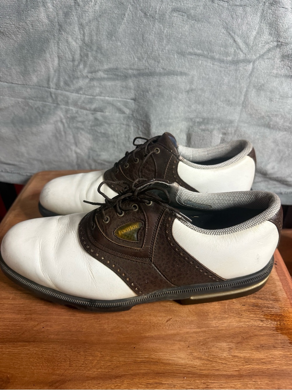 FootJoy White and Brown Leather Golf Slip-Ons